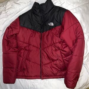 The North Face Red and Black Puffer Jacket